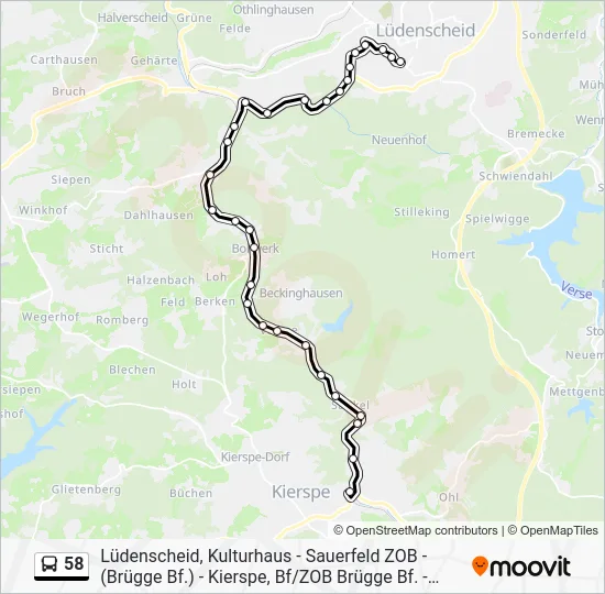 Автобус 58: карта маршрута
