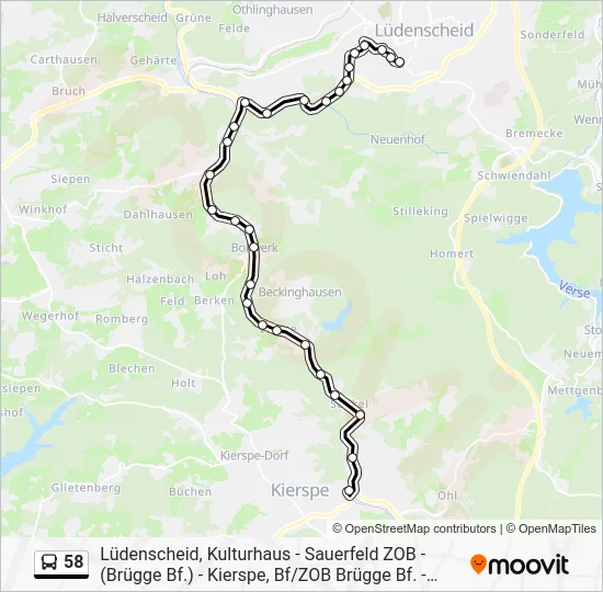 Автобус 58: карта маршрута