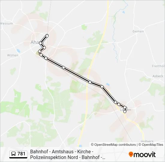 Автобус 781: карта маршрута