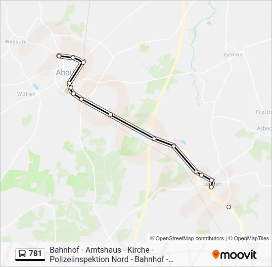 Автобус 781: карта маршрута
