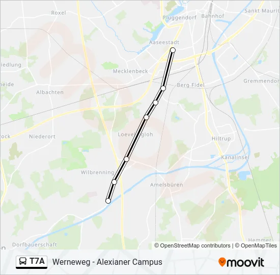 T7A Bus Line Map