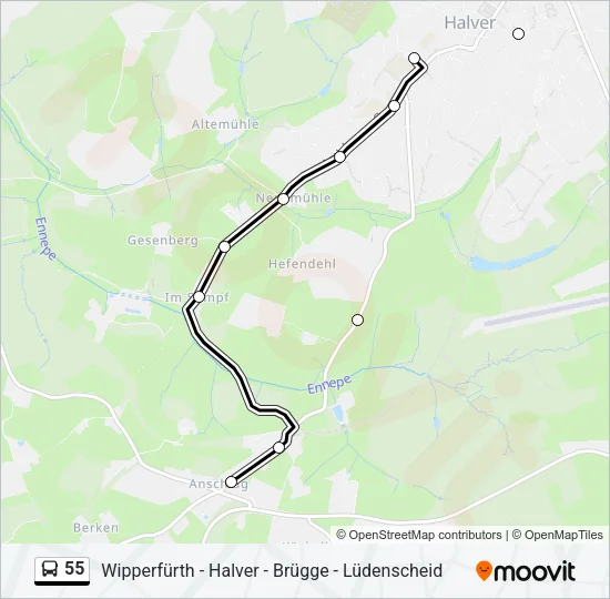 55 Bus Line Map