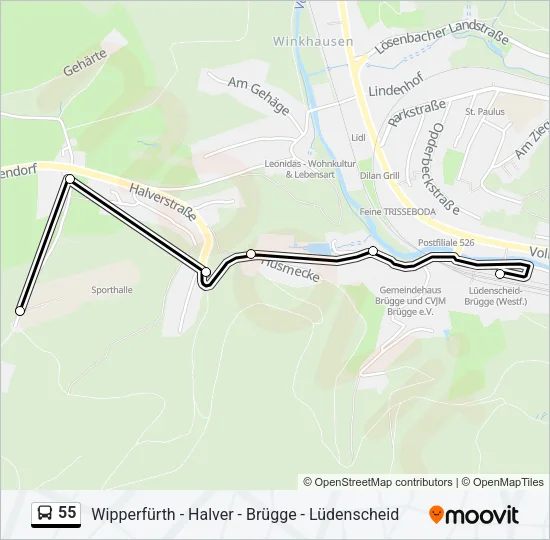55 Bus Line Map