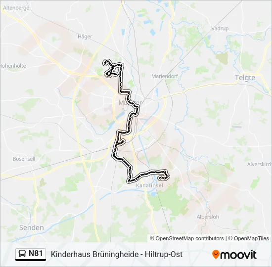 N81 Bus Line Map