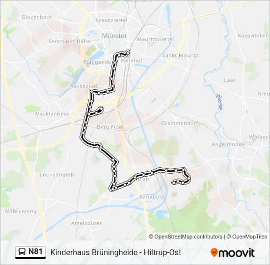N81 Bus Line Map