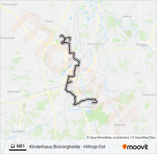 N81 Bus Line Map