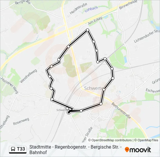T33 Bus Line Map