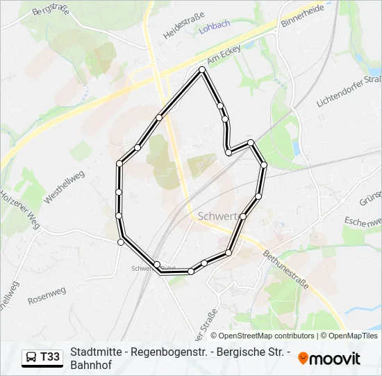 T33 Bus Line Map