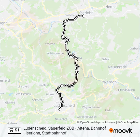 Buslinie S1 Karte