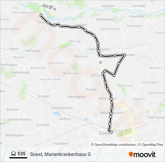 535 Bus Line Map