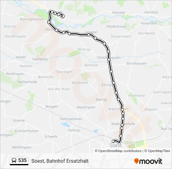 Автобус 535: карта маршрута