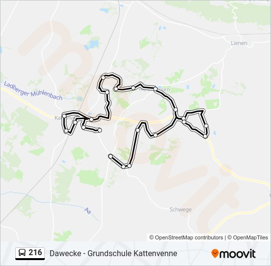 216 bus Line Map