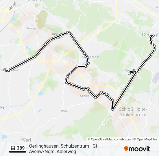 389 Bus Line Map