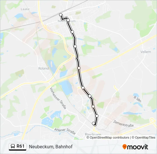 R61 Bus Line Map