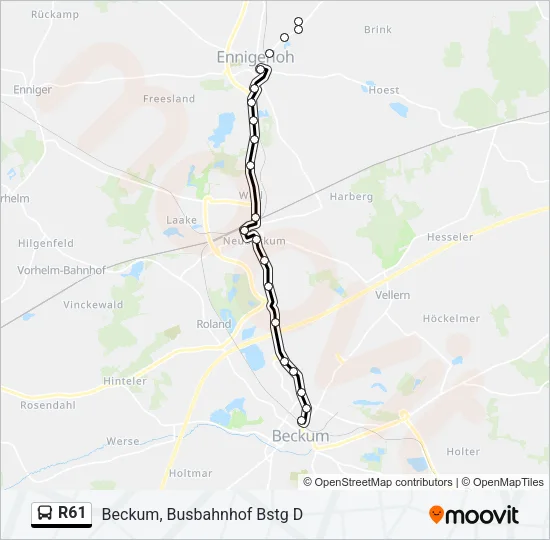R61 Bus Line Map