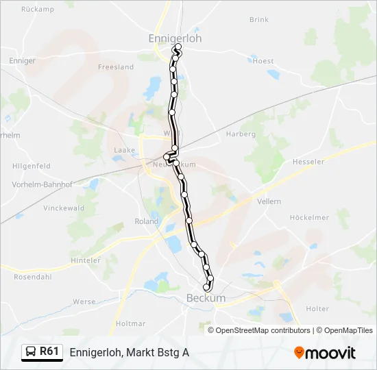R61 Bus Line Map