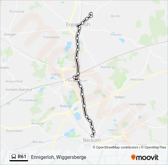 R61 Bus Line Map
