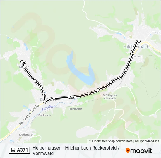 A371 Bus Line Map