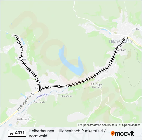 A371 Bus Line Map