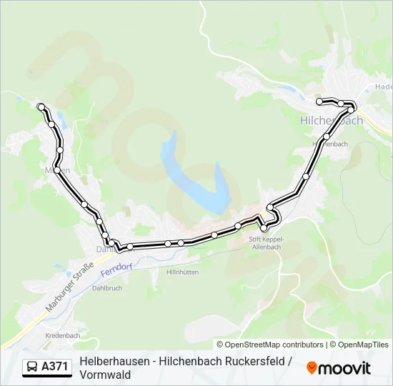 A371 Bus Line Map