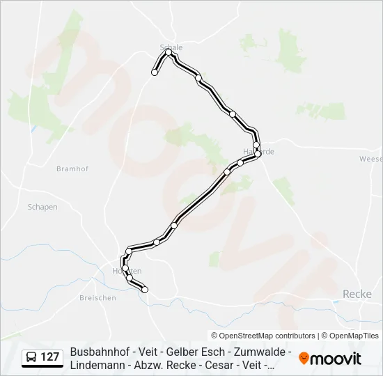 127 Bus Line Map