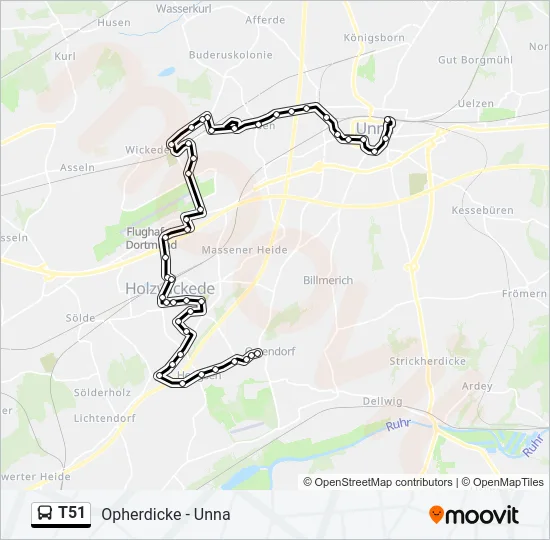 T51 Bus Line Map