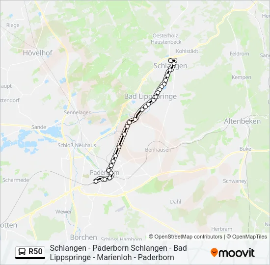 R50 Bus Line Map