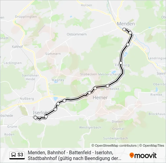 Автобус S3: карта маршрута