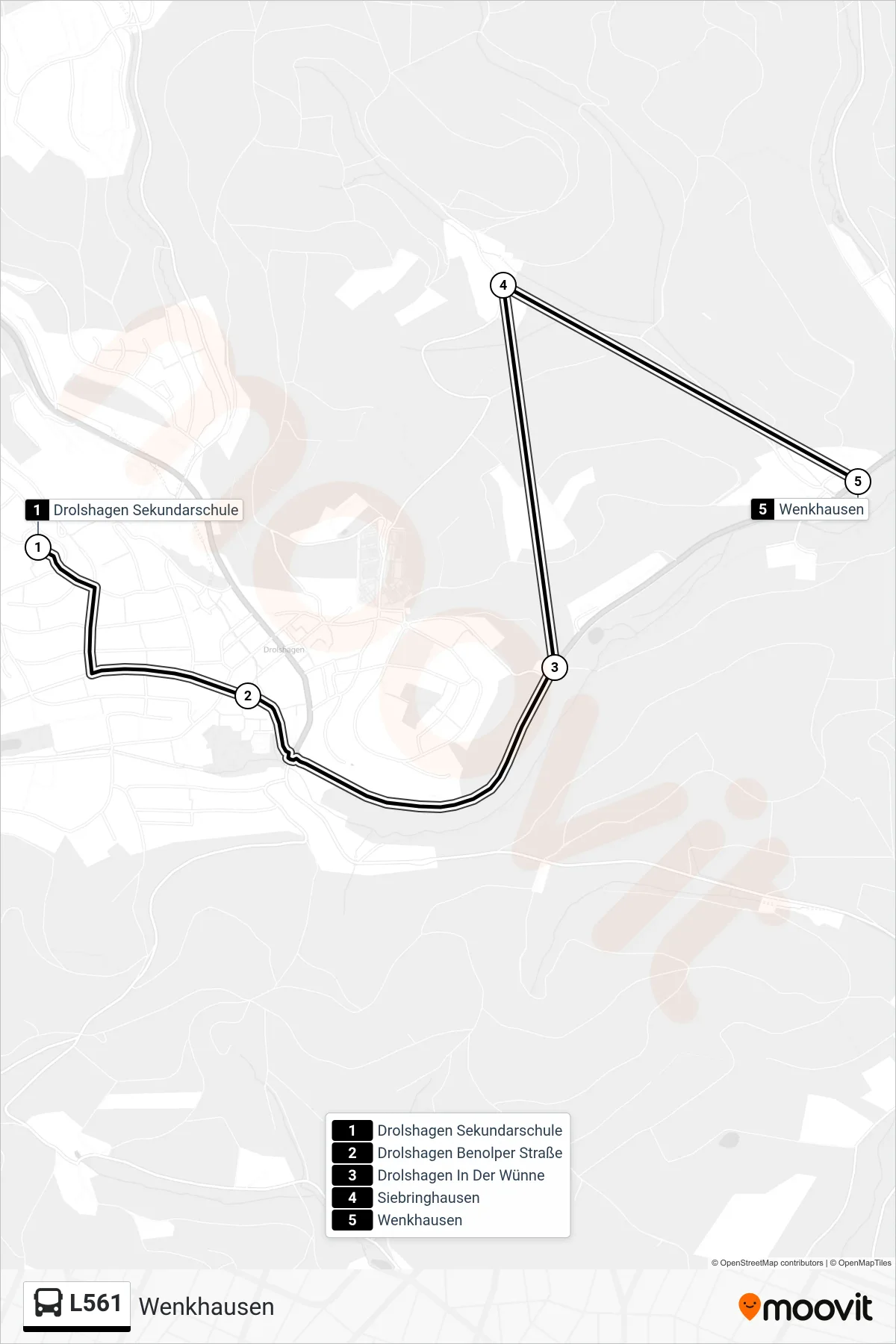 L561 bus Line (Wenkhausen) route and stops on a map
