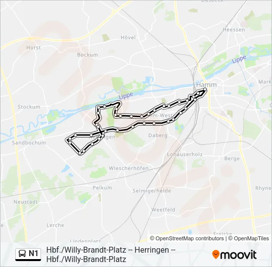 N1 Bus Line Map