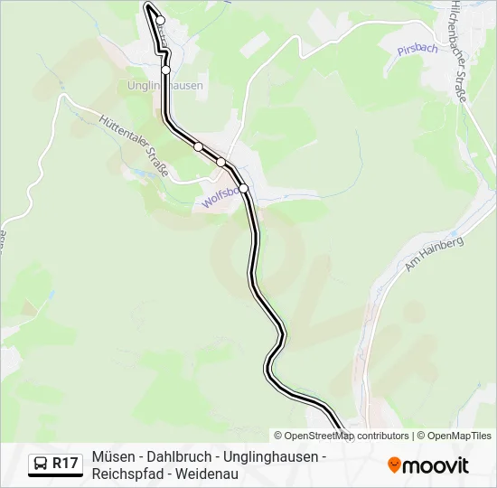 Автобус R17: карта маршрута