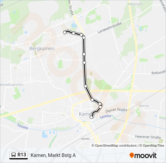 Автобус R13: карта маршрута