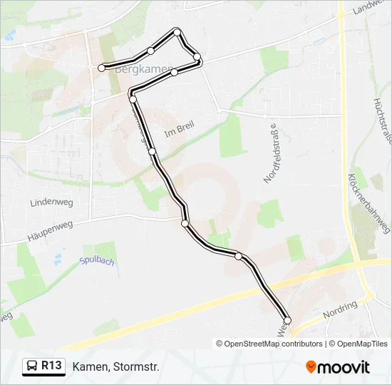 R13 Bus Line Map