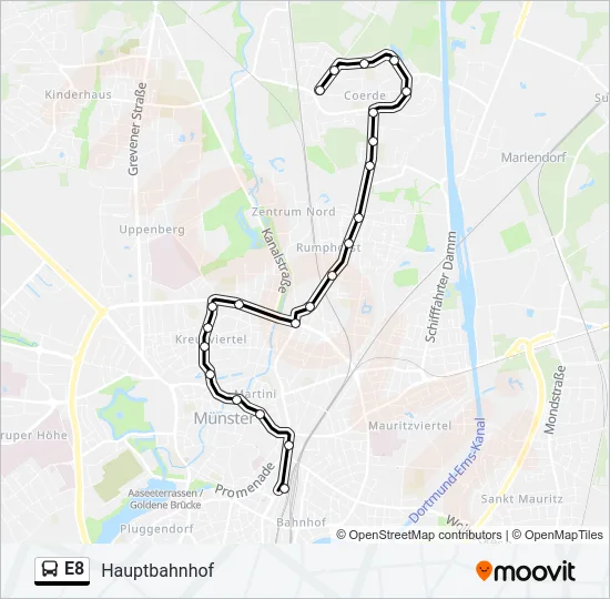 E8 Bus Line Map