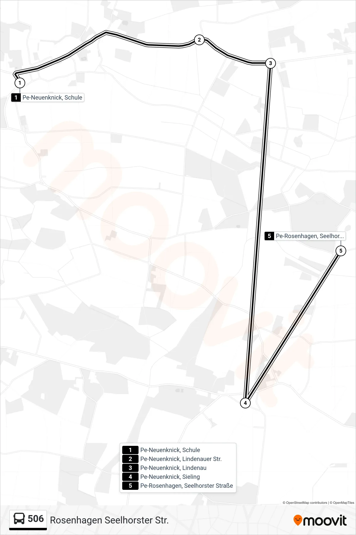 506 bus Line (Rosenhagen Seelhorster Str.) route and stops on a map