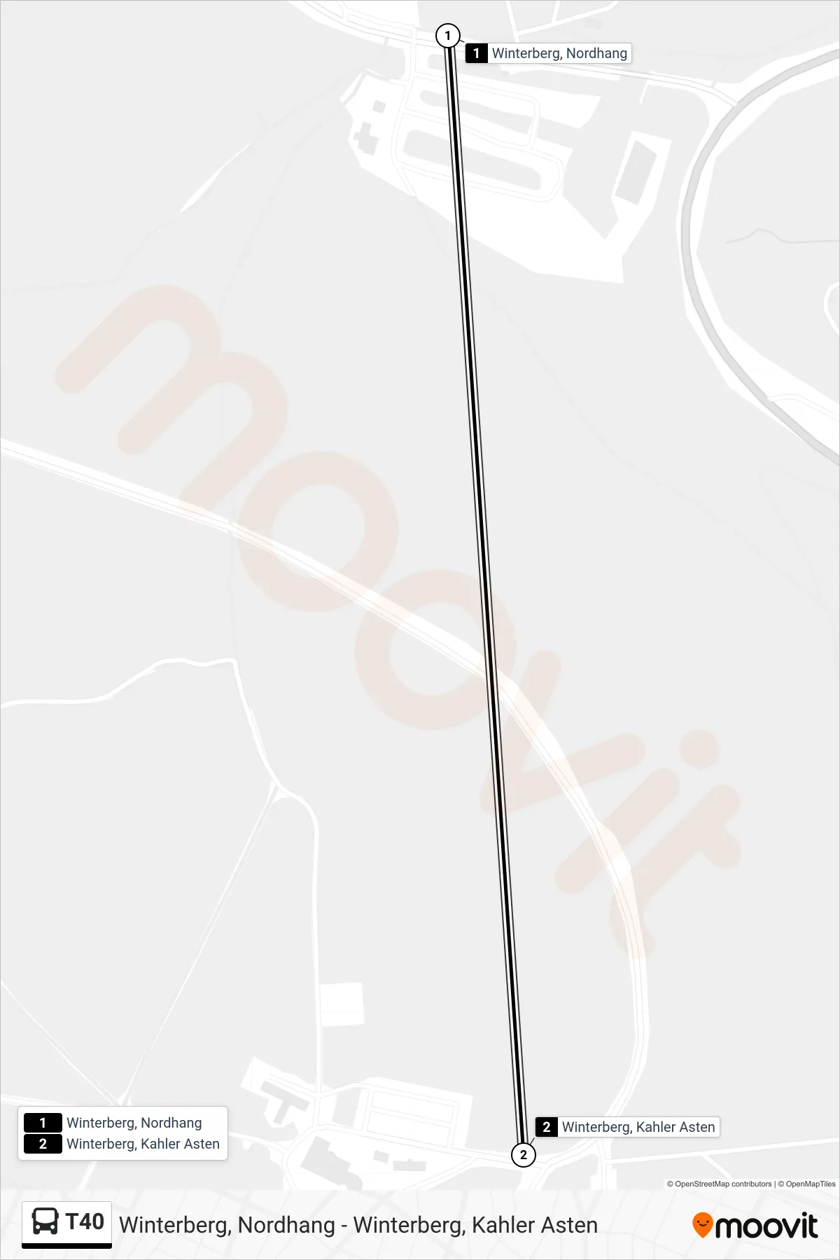 Linie T40 (Bus) Richtung Winterberg, Kahler Asten: Route und Haltestellen auf der Karte