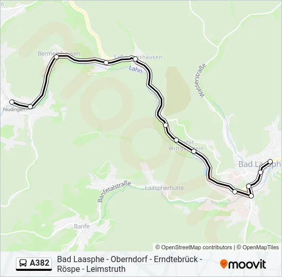 A382 Bus Line Map