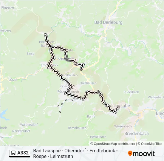 A382 Bus Line Map