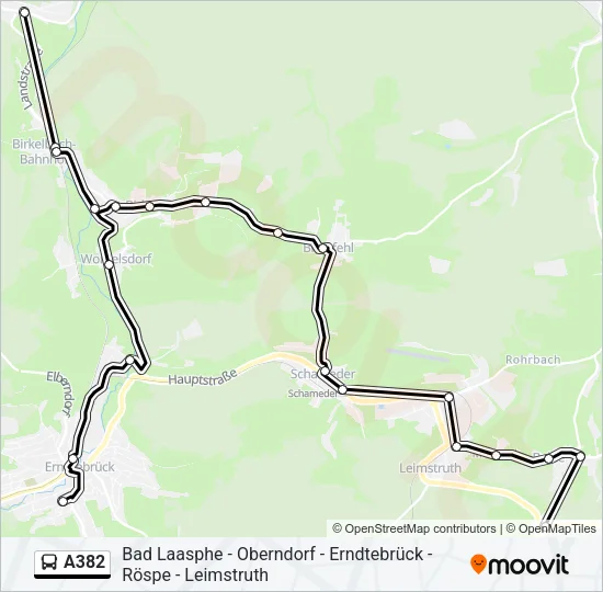 A382 Bus Line Map