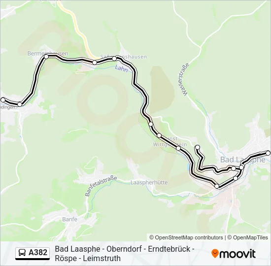 A382 Bus Line Map
