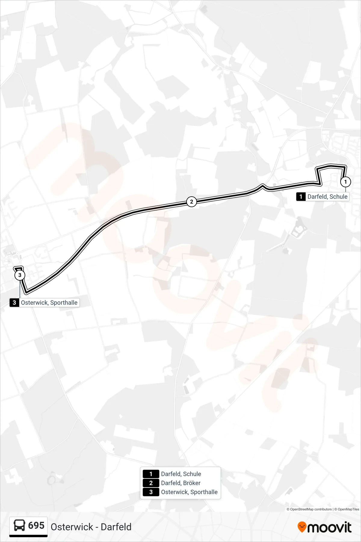 695 bus Line (Osterwick, Sporthalle) route and stops on a map