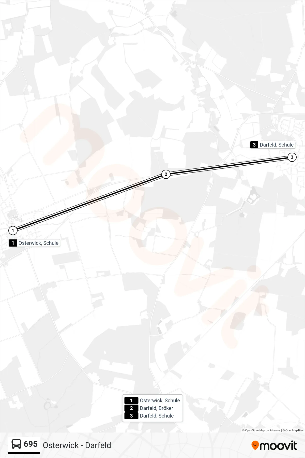 Linie 695 (Bus) Richtung Darfeld, Schule: Route und Haltestellen auf der Karte