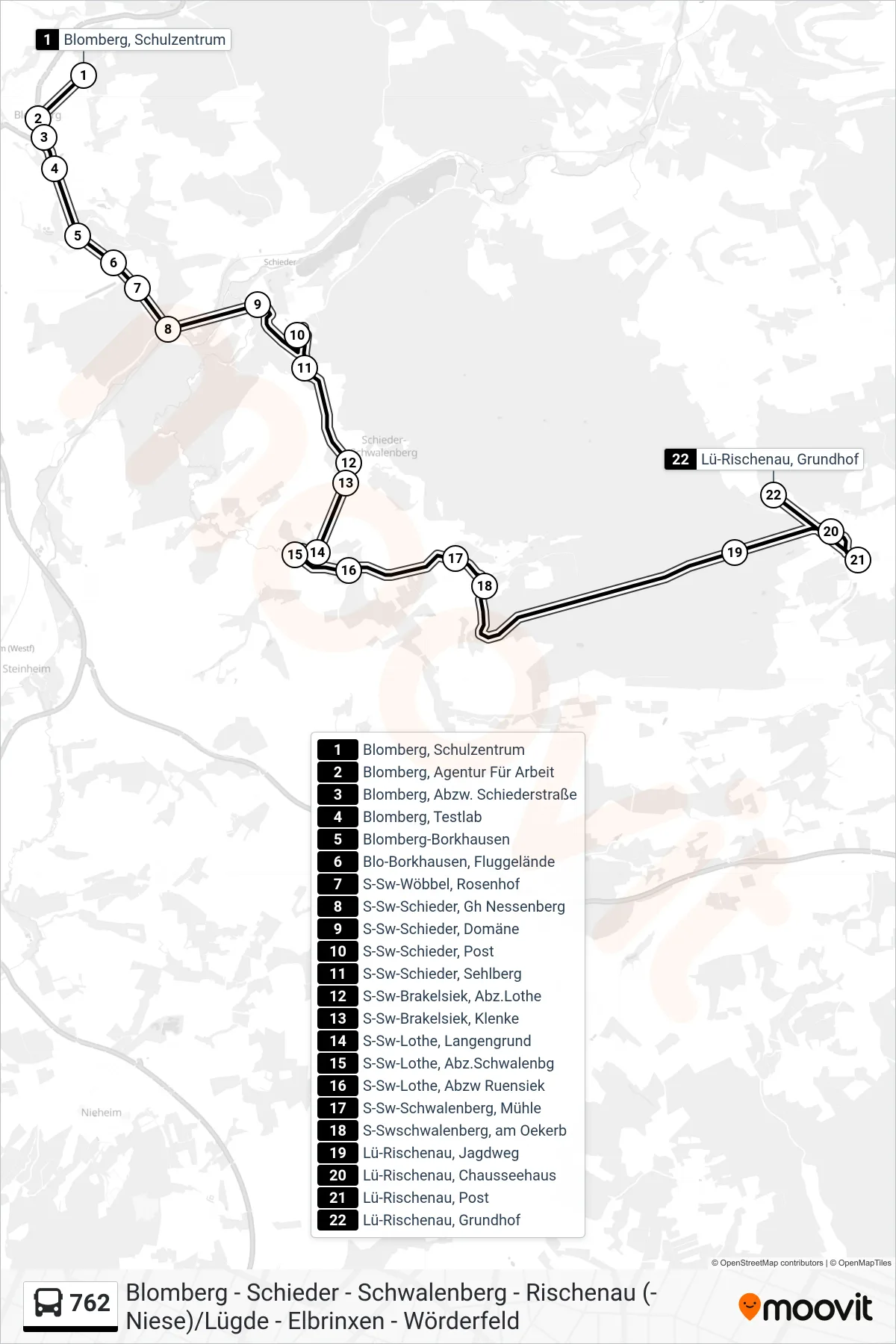 762 bus Line (Rischenau) route and stops on a map