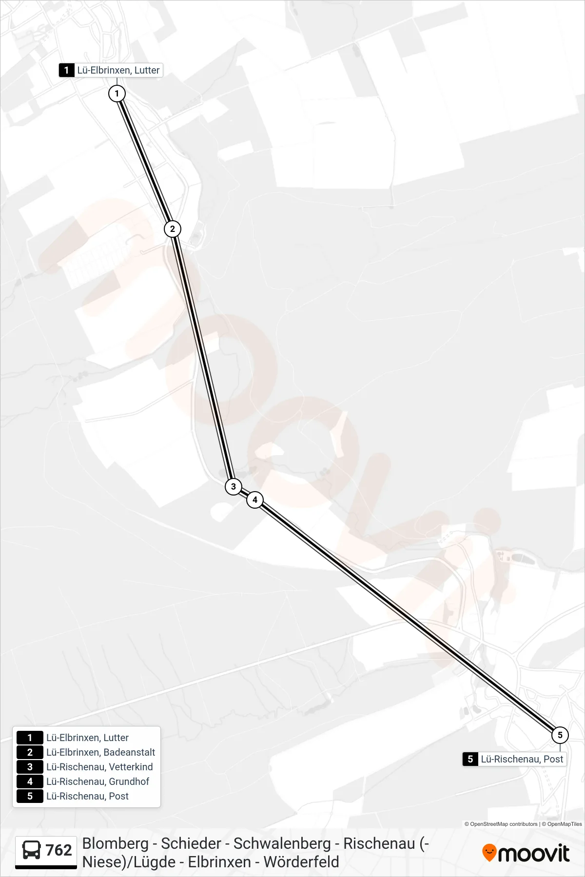 762 bus Line (Rischenau) route and stops on a map
