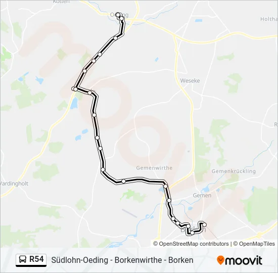 R54 Bus Line Map