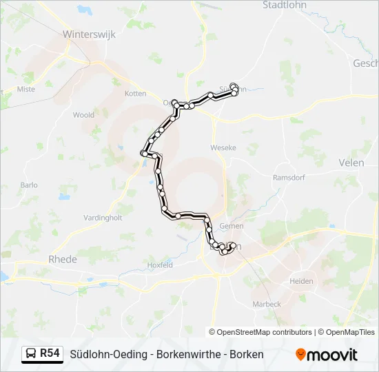 R54 Bus Line Map