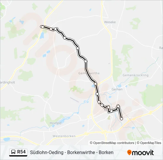 R54 Bus Line Map