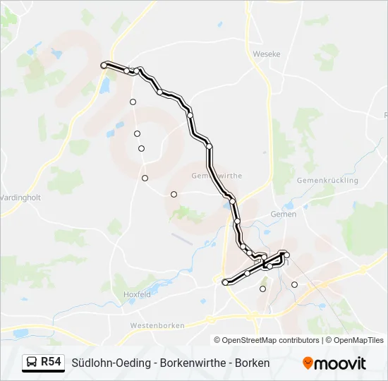 R54 Bus Line Map