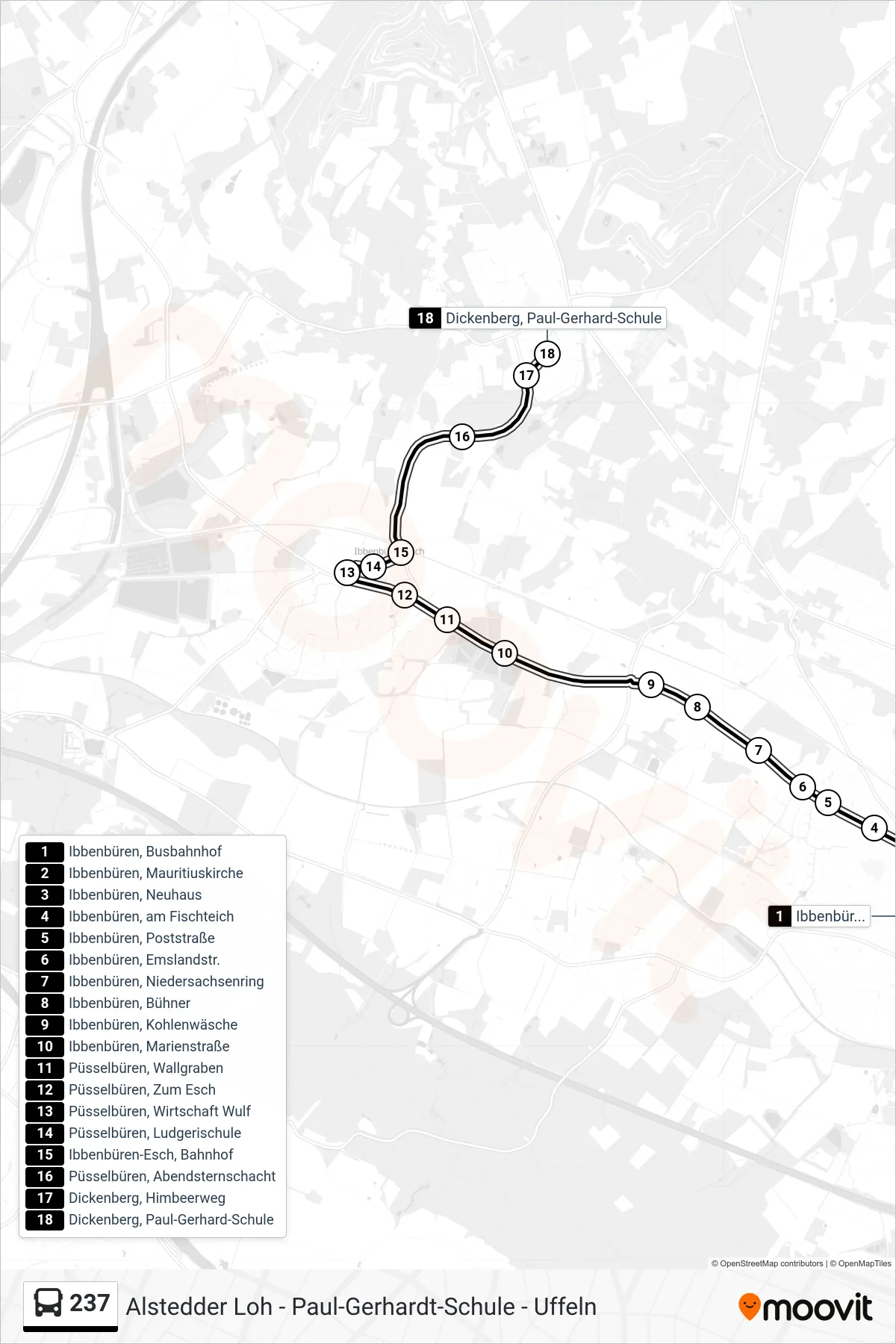 Linie 237 (Bus) Richtung Dickenberg, Paul-Gerhard-Schule: Route und Haltestellen auf der Karte