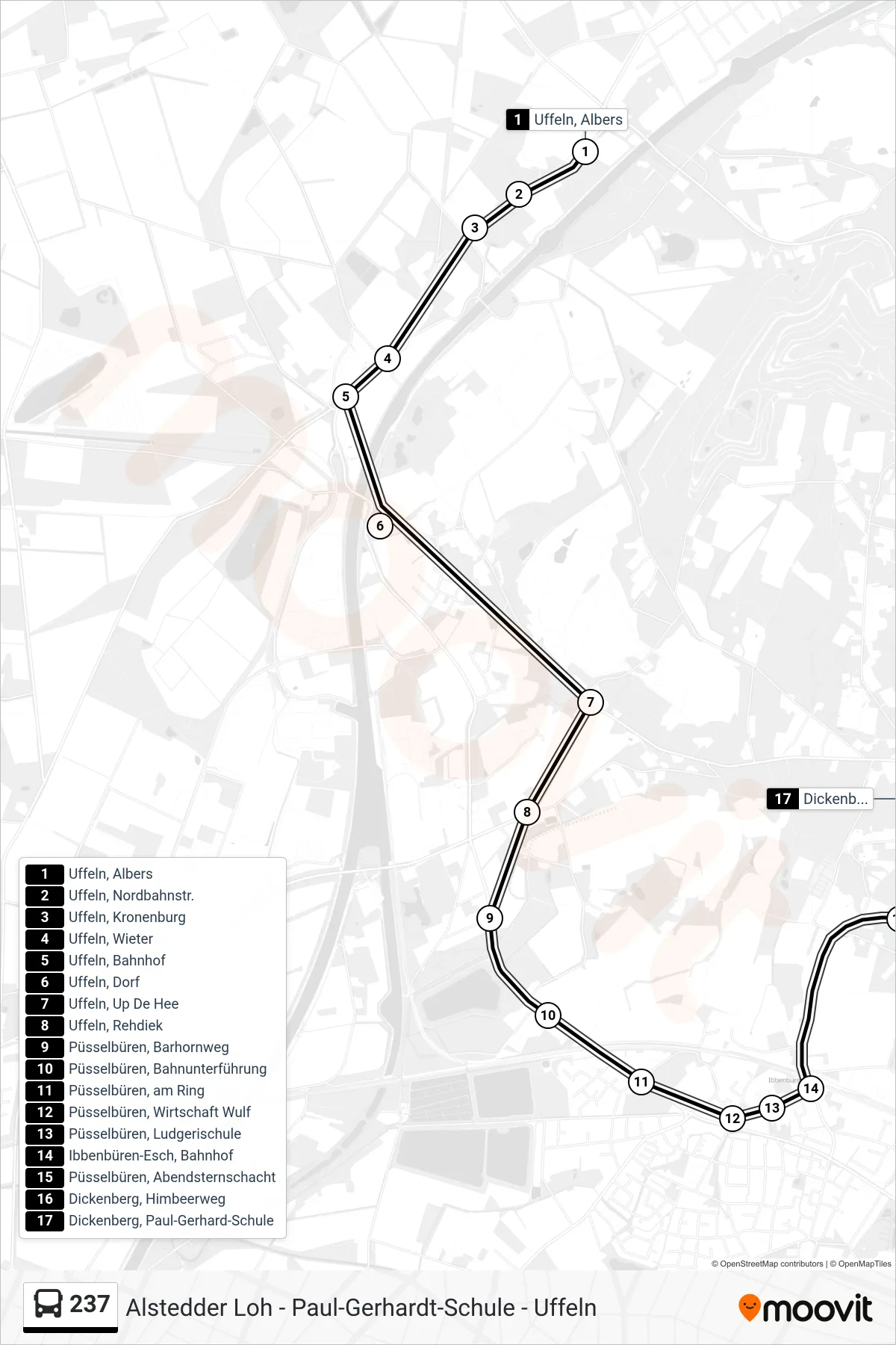 Linie 237 (Bus) Richtung Dickenberg, Paul-Gerhard-Schule: Route und Haltestellen auf der Karte